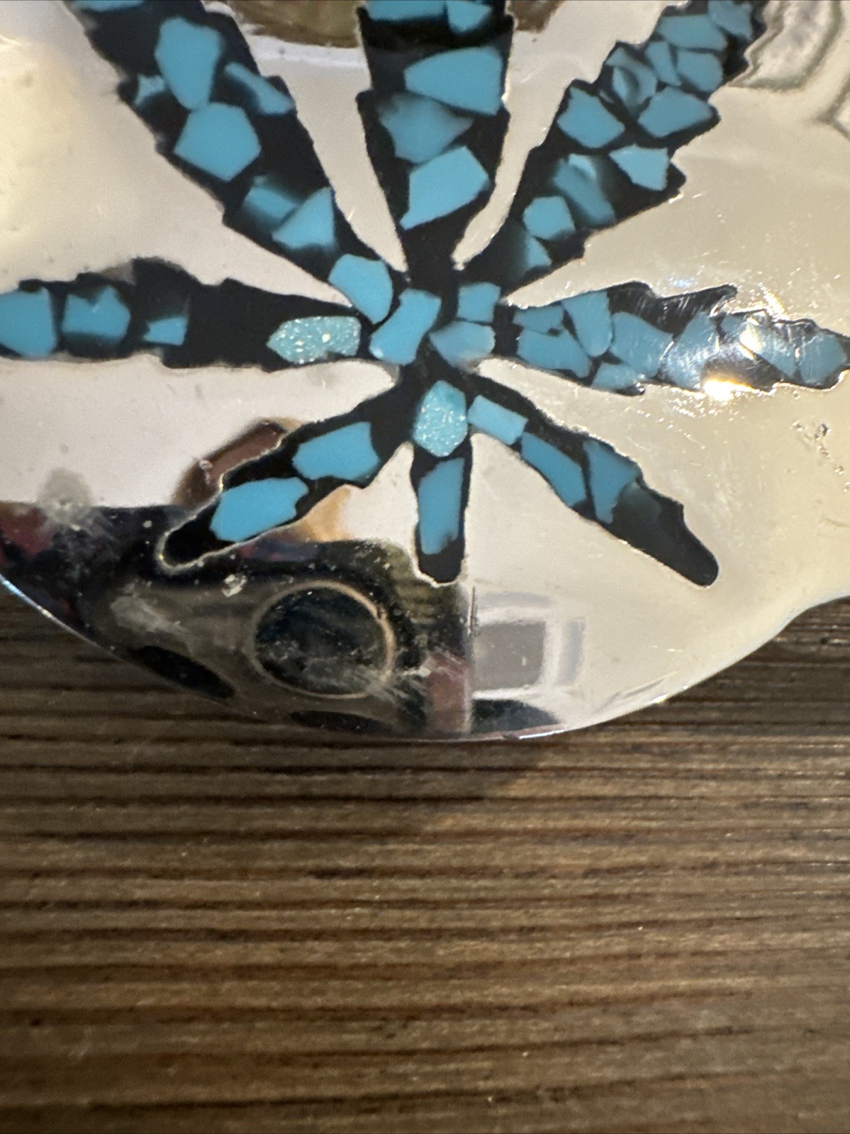 Turquoise Inlay Weed Pewter Belt Buckle Cannabis Pot Leaf Hippie