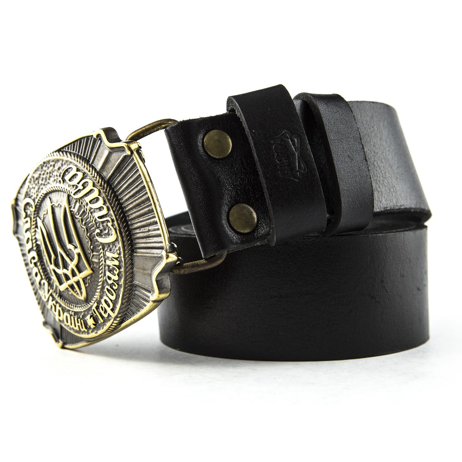 Brass belt buckle Glory to Ukraine!, National Ukrainian trident belt buckle
