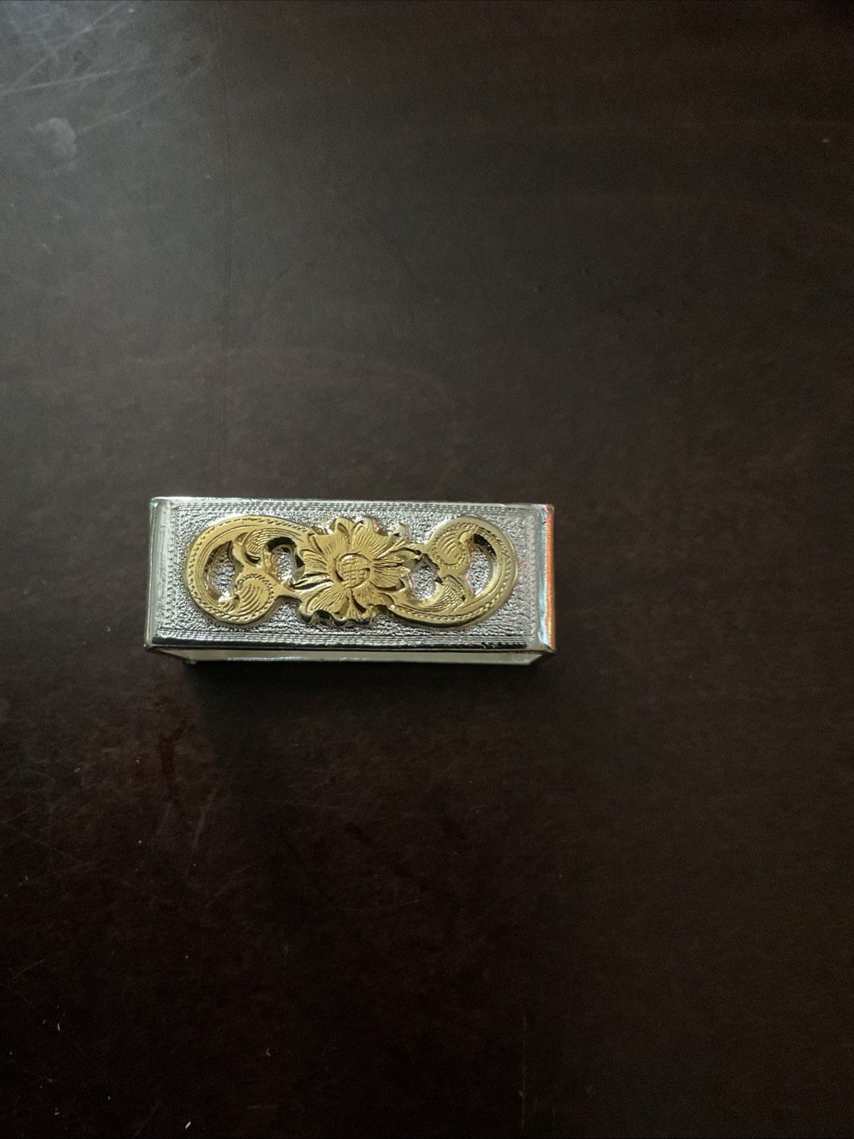 Crumrine 50 YEARS Western Belt Buckle Three Horse Silver Plate on Bronze Leather
