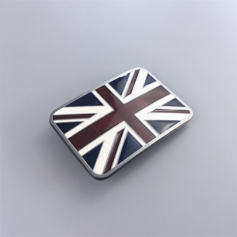 Vintage Style Enamel UK Union Jack Flag Rectangle Belt Buckle