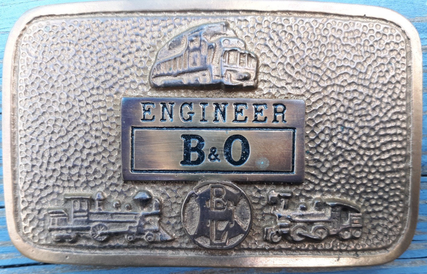 vintage belt Engineer B & O Baltimore & Ohio Railroad 4&Prime; long brass