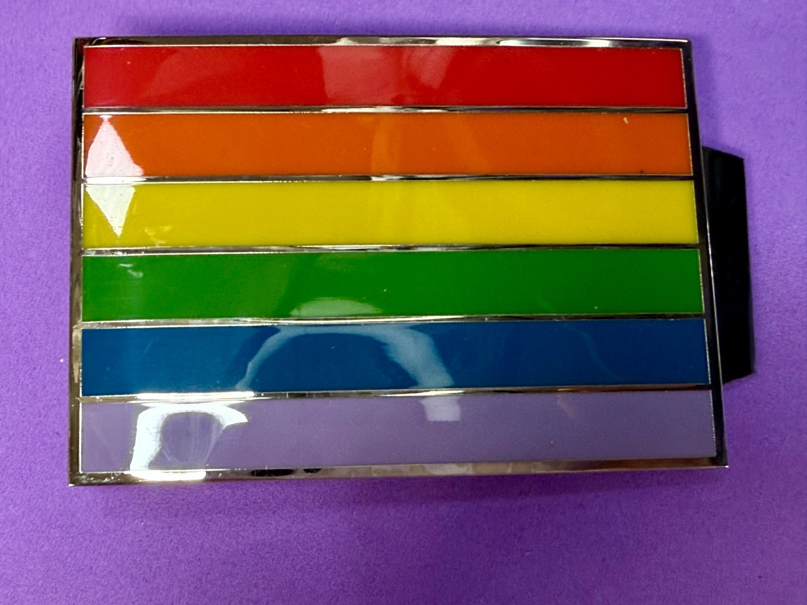 Rainbow Pride Flag LGBTQ Movement Enameled 2005 Belt Buckle by Silver Moon