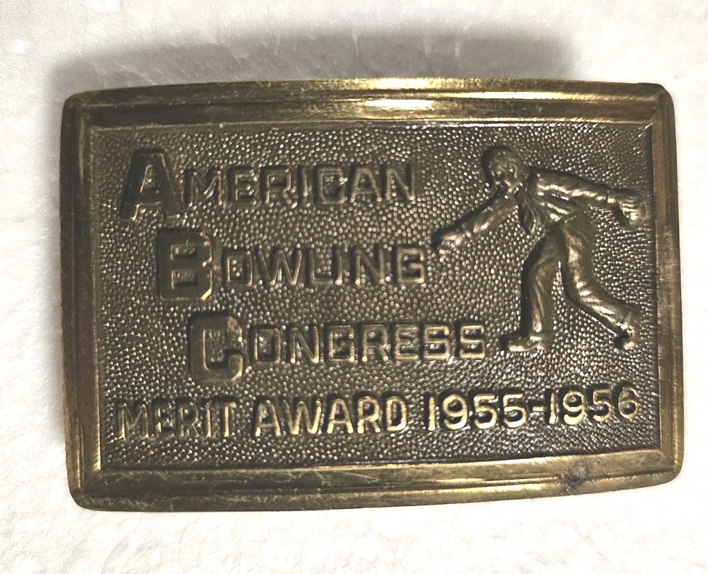 Vintage Belt Buckle American Bowling Congress Merit Award 1955-1956 274 Pins