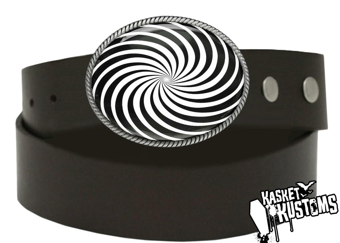 Hypnotic Belt Buckle – Sci-fi Spiral Optical Illusion Handmade Buckle – 558