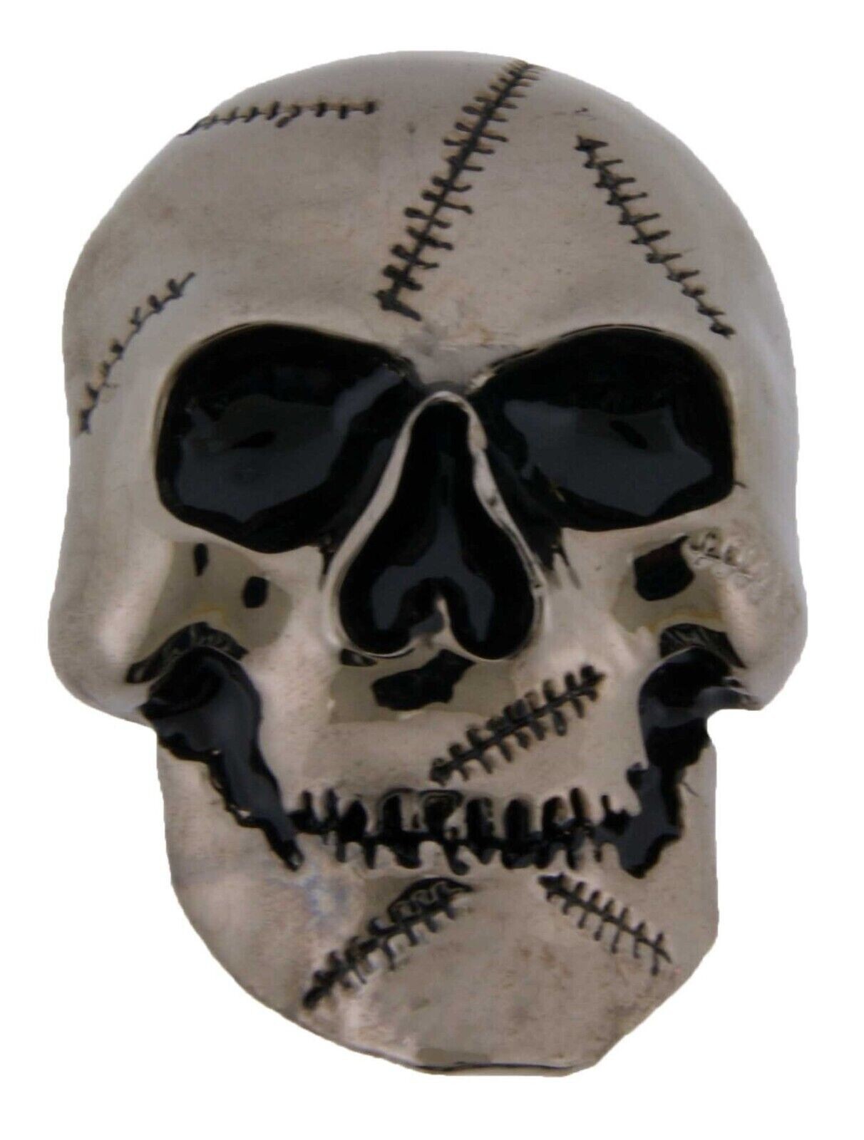 Skull Belt Buckles Costume Skeleton Halloween Party Tribal Gunmetal Gray Vintage