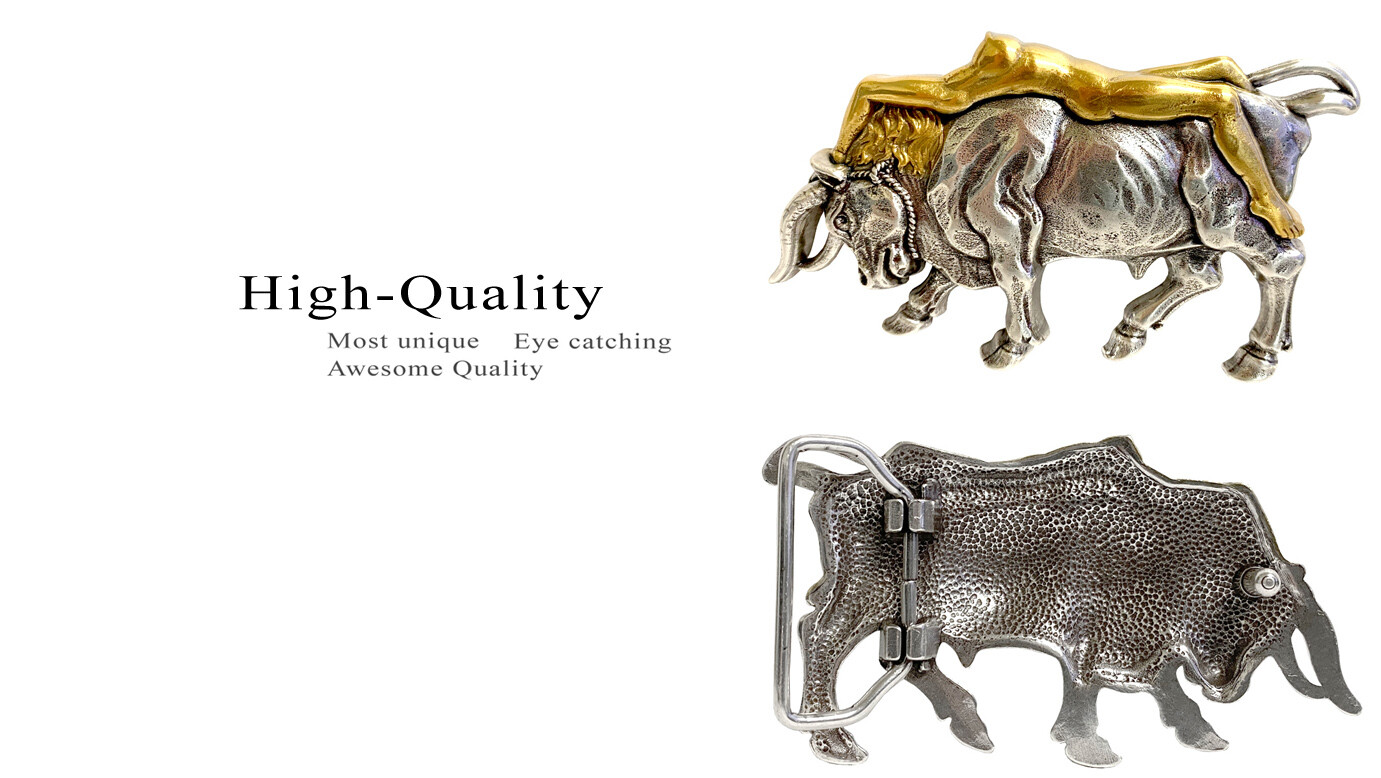 Western Buckle Antique Gold Lady Bull Engraved Belt Buckle Fits 1-1/2&Prime; wide Belt