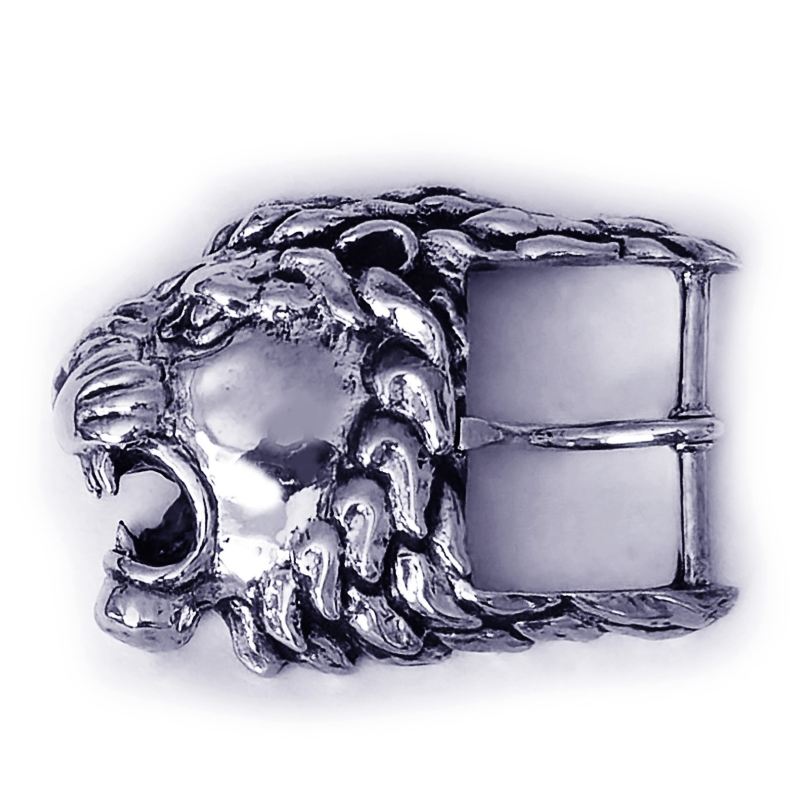 Lion Angry Head Sterling Silver Belt Buckle
