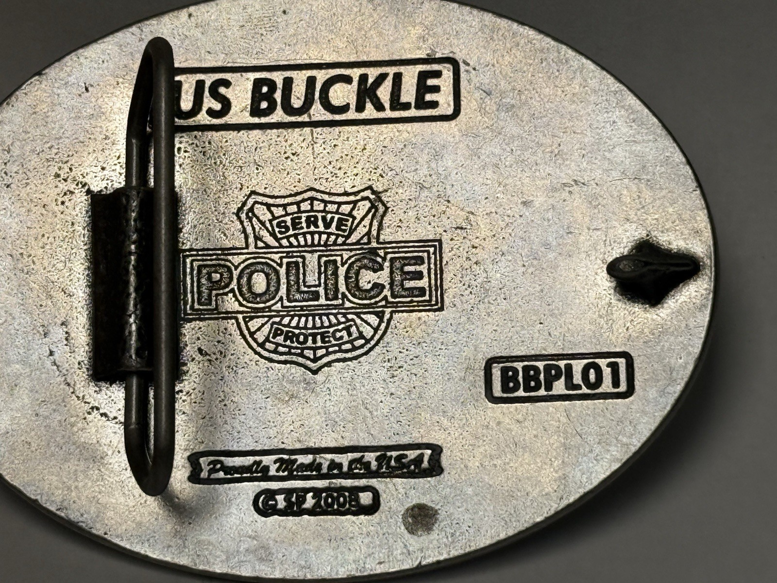Police Serve and Protect Law Enforcement Metal Belt Buckle Silver Plated 2008