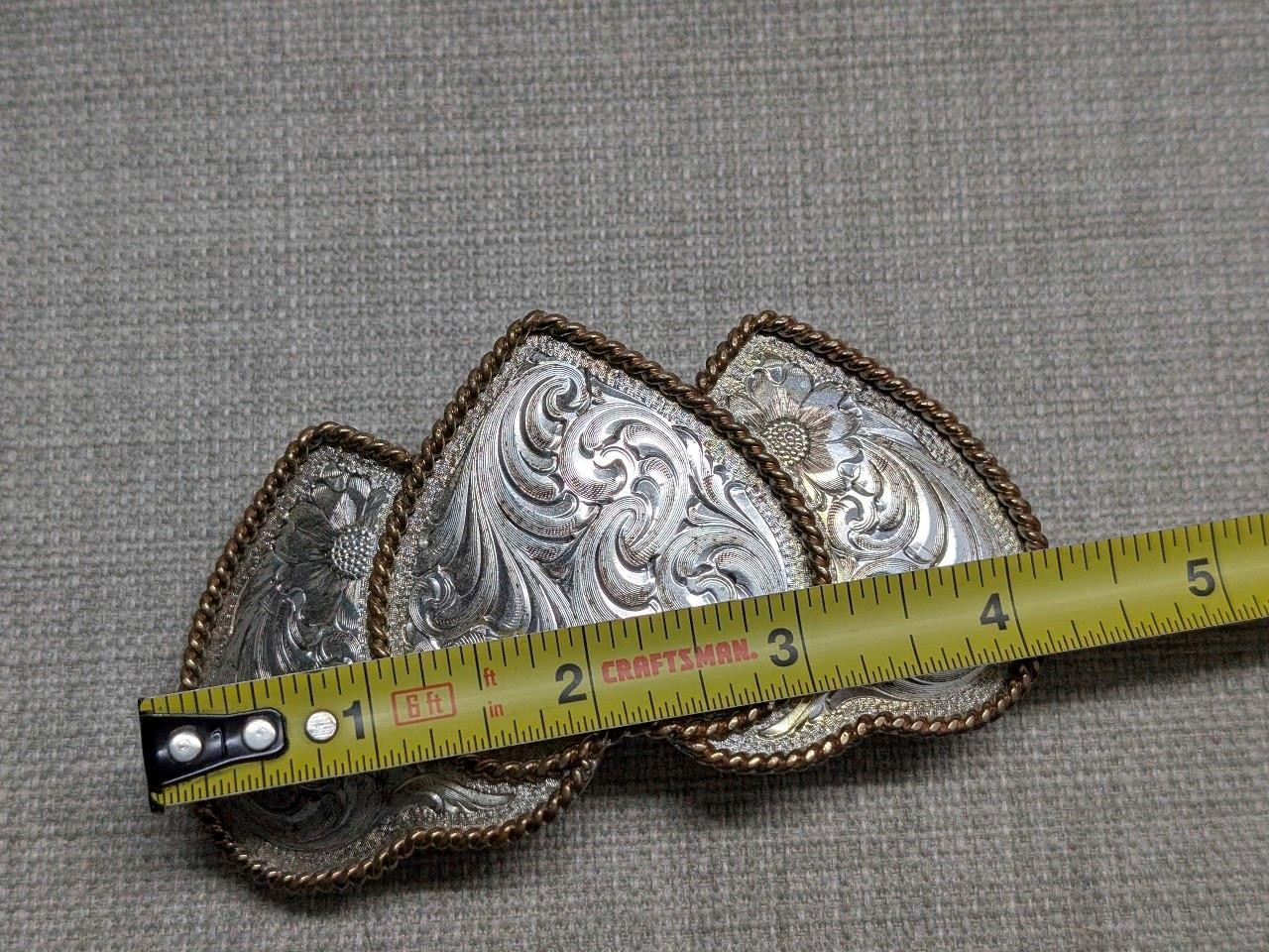 vintage MONTANA SILVERSMITHS belt buckle WESTERN sterling silver plate HEARTS