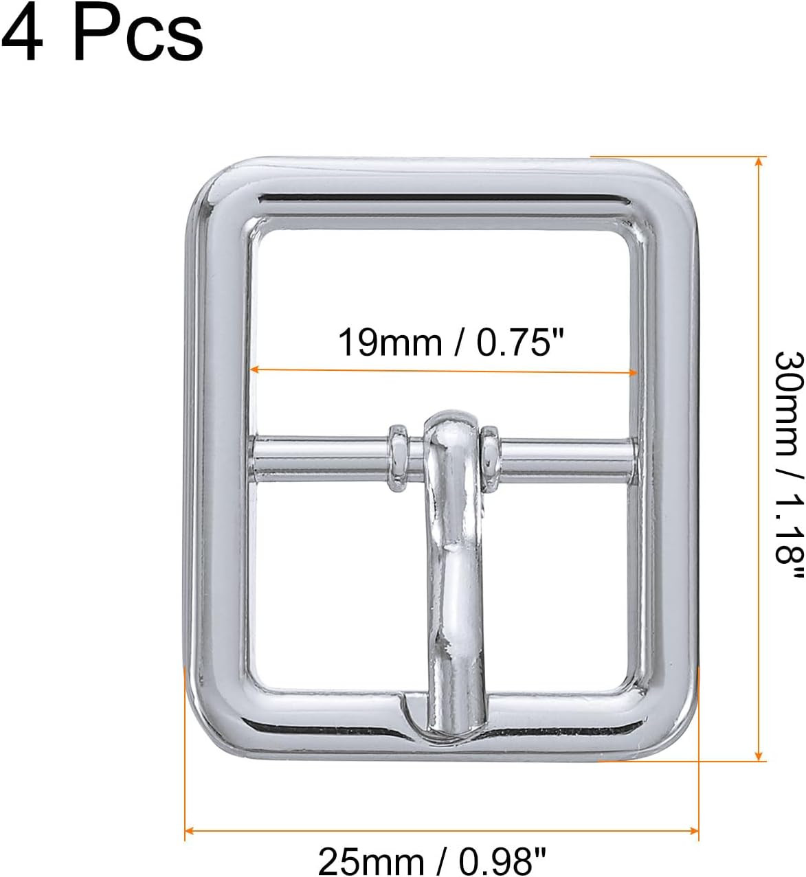 Metal Roller Buckle, Single Prong Belt Buckle Square Center Bar Buckles for Leat