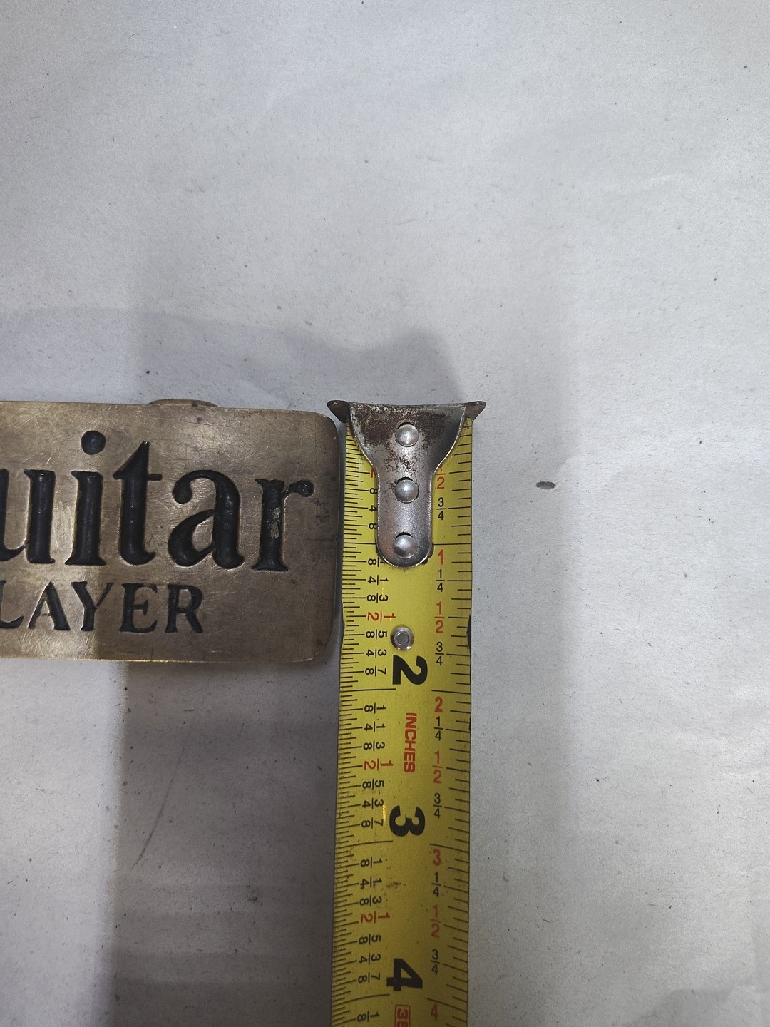 VTG Guitar Player Solid Brass Belt Buckle Retro Rock Band 4108 Taiwan Rectangle