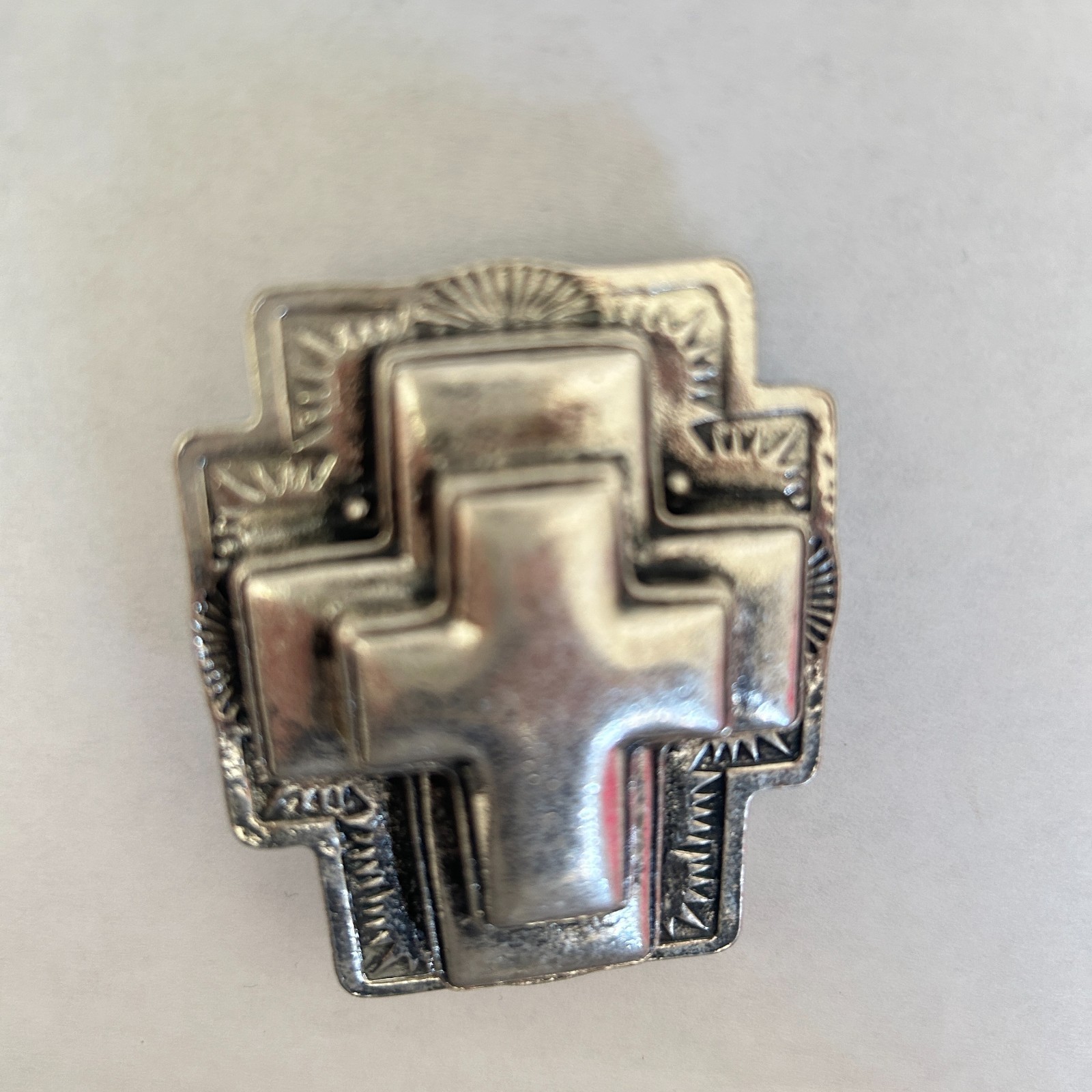 Cross Belt Buckle Ornate Christian Religious Gothic Silver metal western vintage