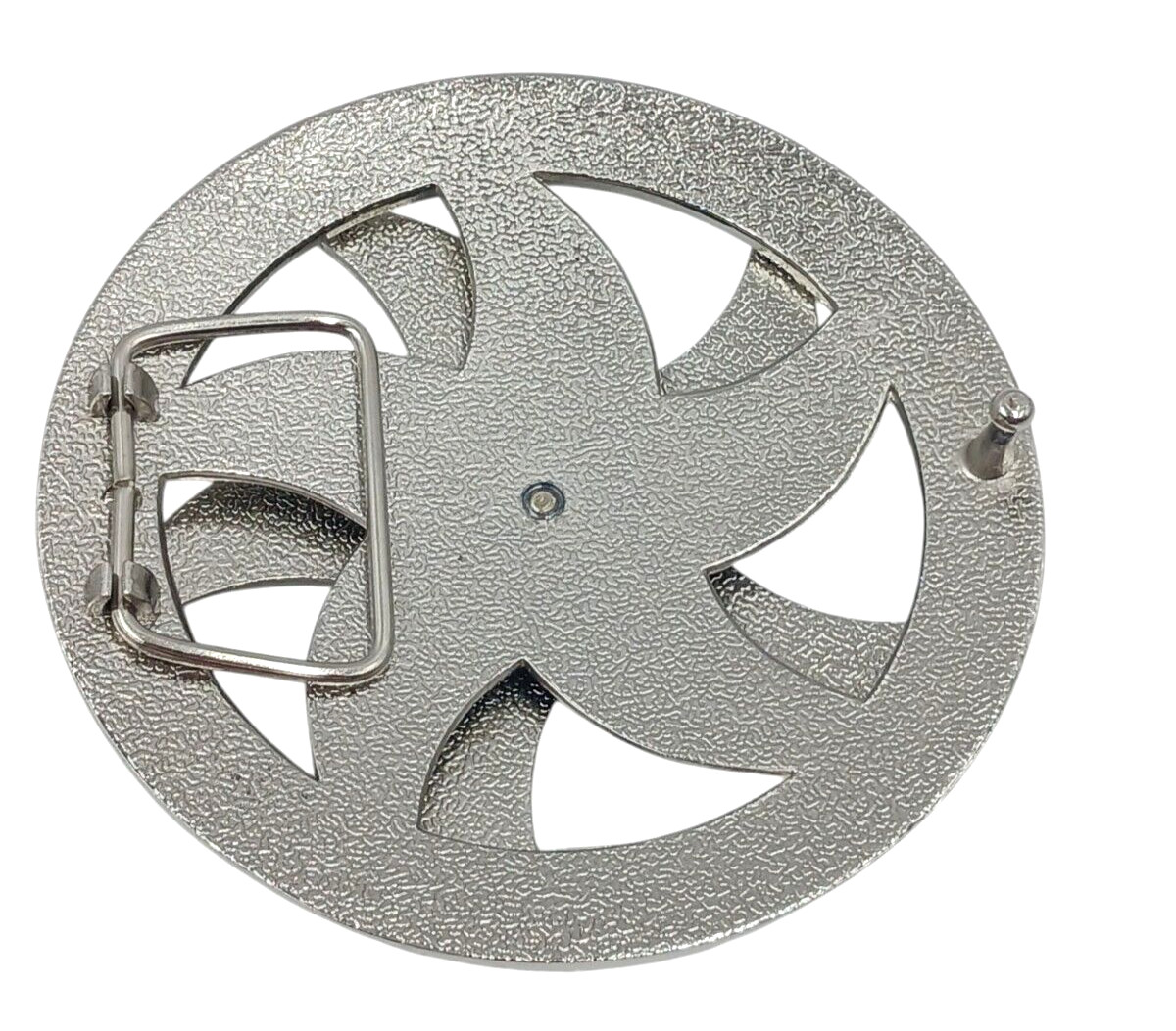 Fashion Round Spinning Belt Buckle Unisex Poseidon God Neptune Star Silver Toned