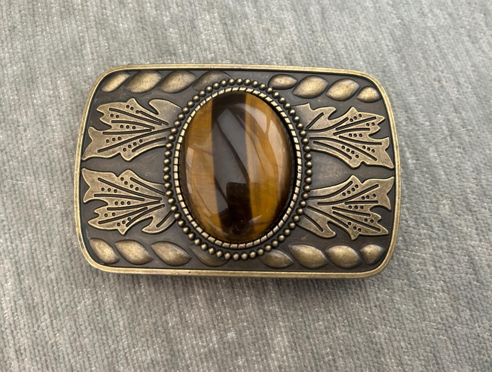 Tiger Eye Belt Buckle Antique Gold Western Cowboy Rodeo Cowgirl Statement Style