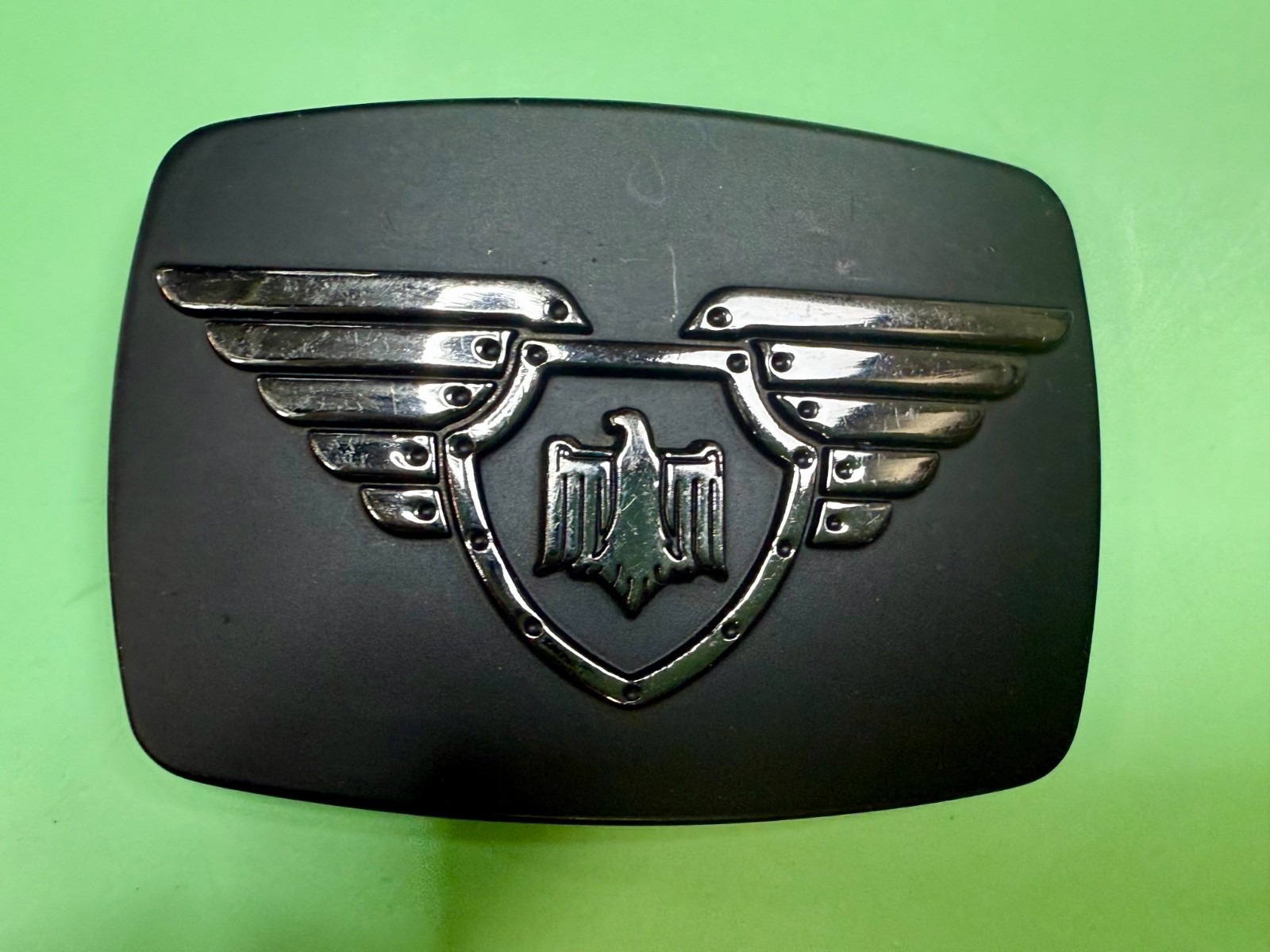 Winged Eagle Shield Black Color Vintage Chrome Brand Belt Buckle