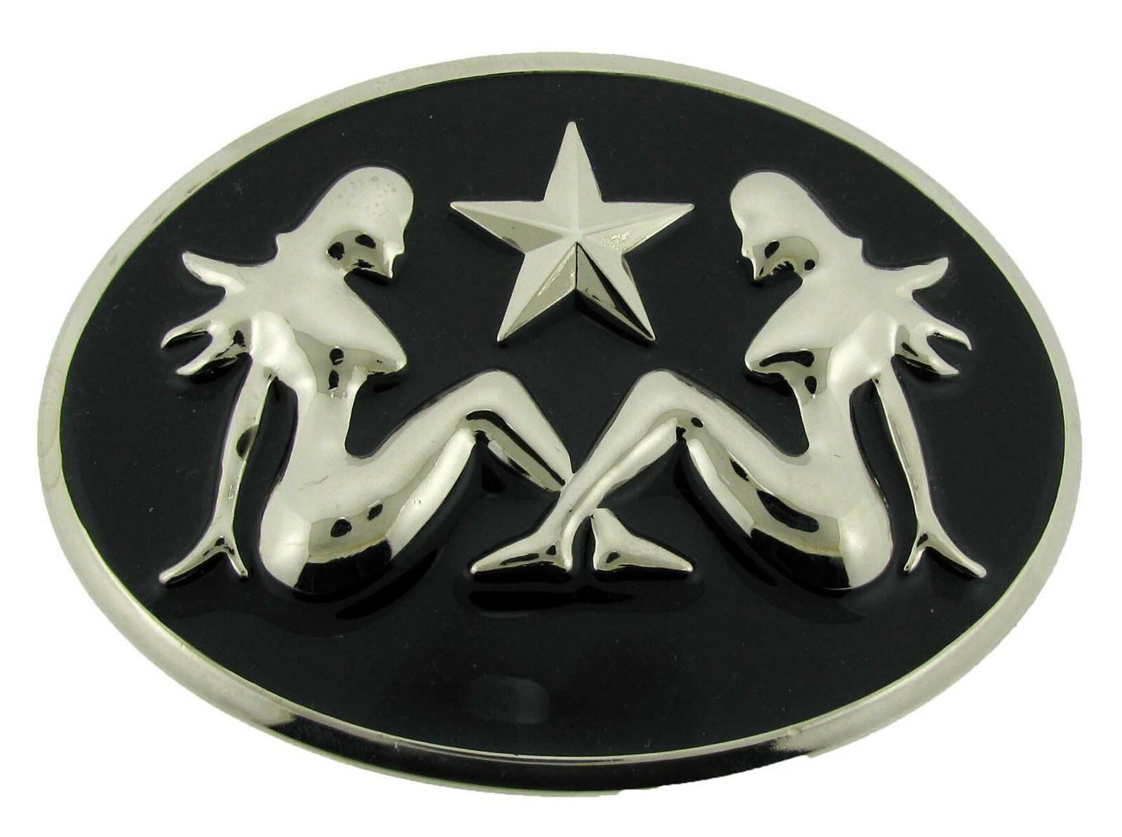 Mud Flap Girl Trucker Biker Pin UP Belt Buckle Silver Chrome Metal Men Women New