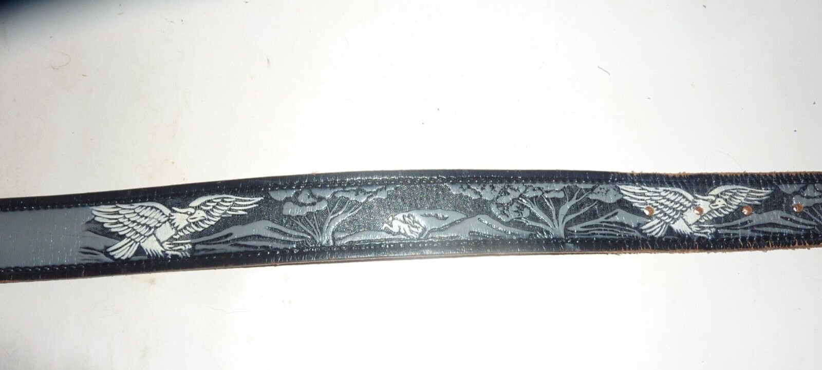 Woman&rsquo;s Black Tooled Leather Belt Eagles Western Name Penny Leather Belt S-30a