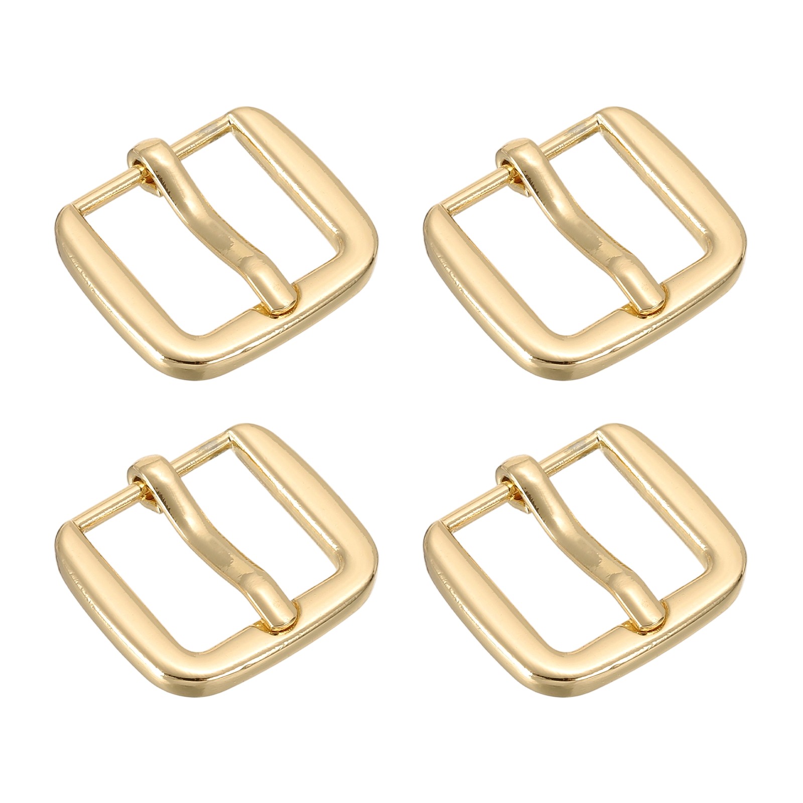 Metal Roller Buckle, 4Pcs 0.75&Prime; Square Single Prong Belt Buckle, Light Gold
