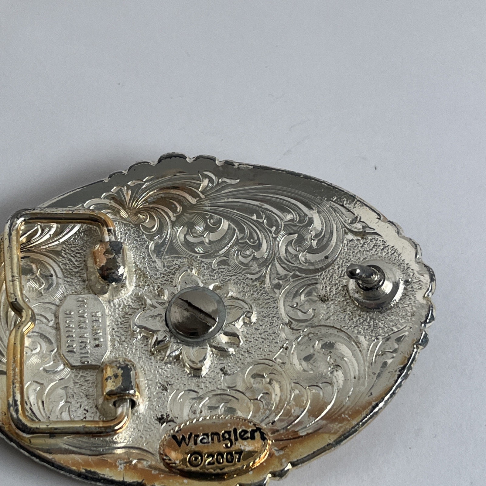 Wrangler Longhorn Silver Plated Pewter Belt Buckle