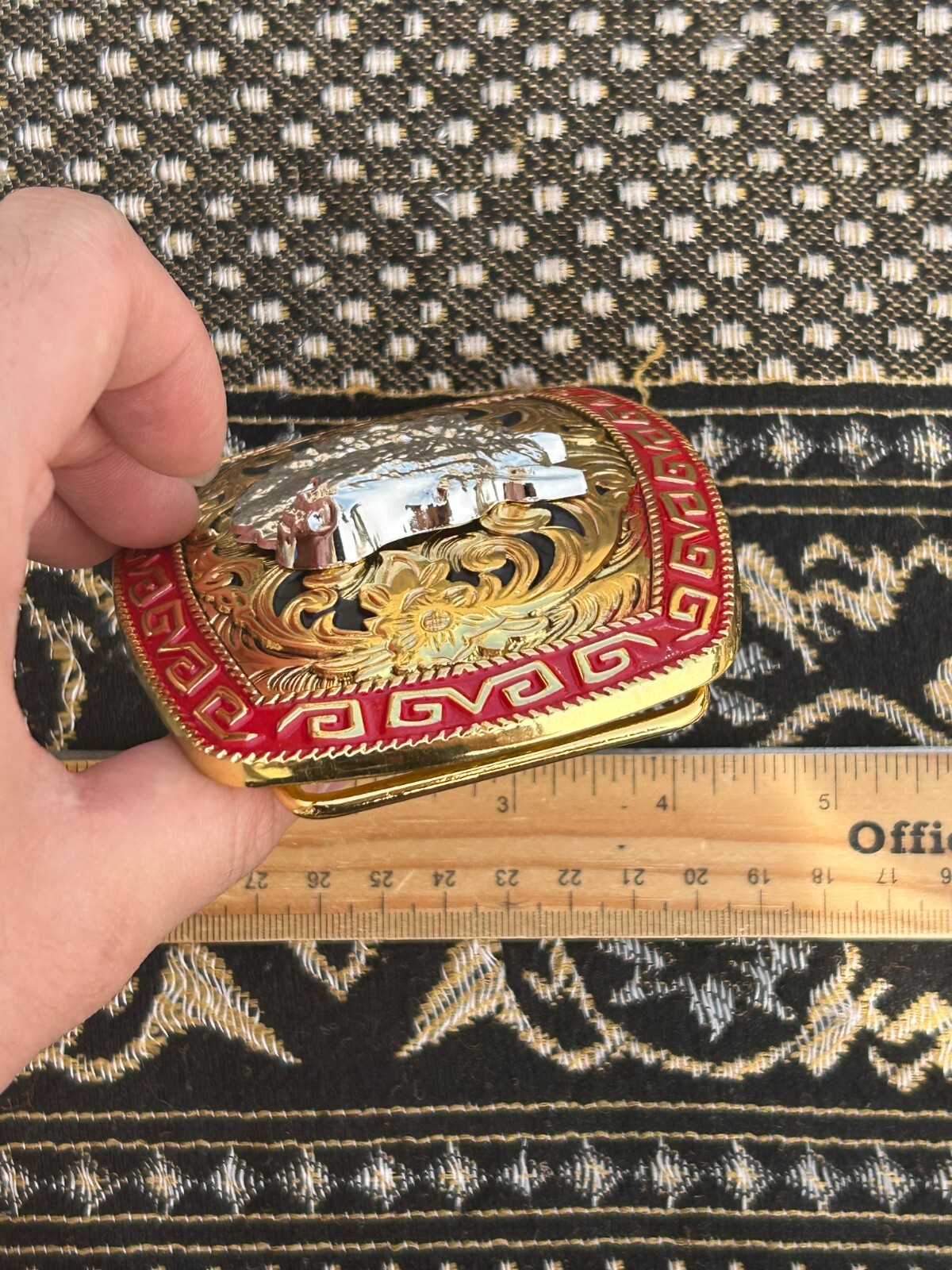Western Buckle Gold Silver Red Horse Head Buckle Cowboy 2 » Hebillas Vaqueras