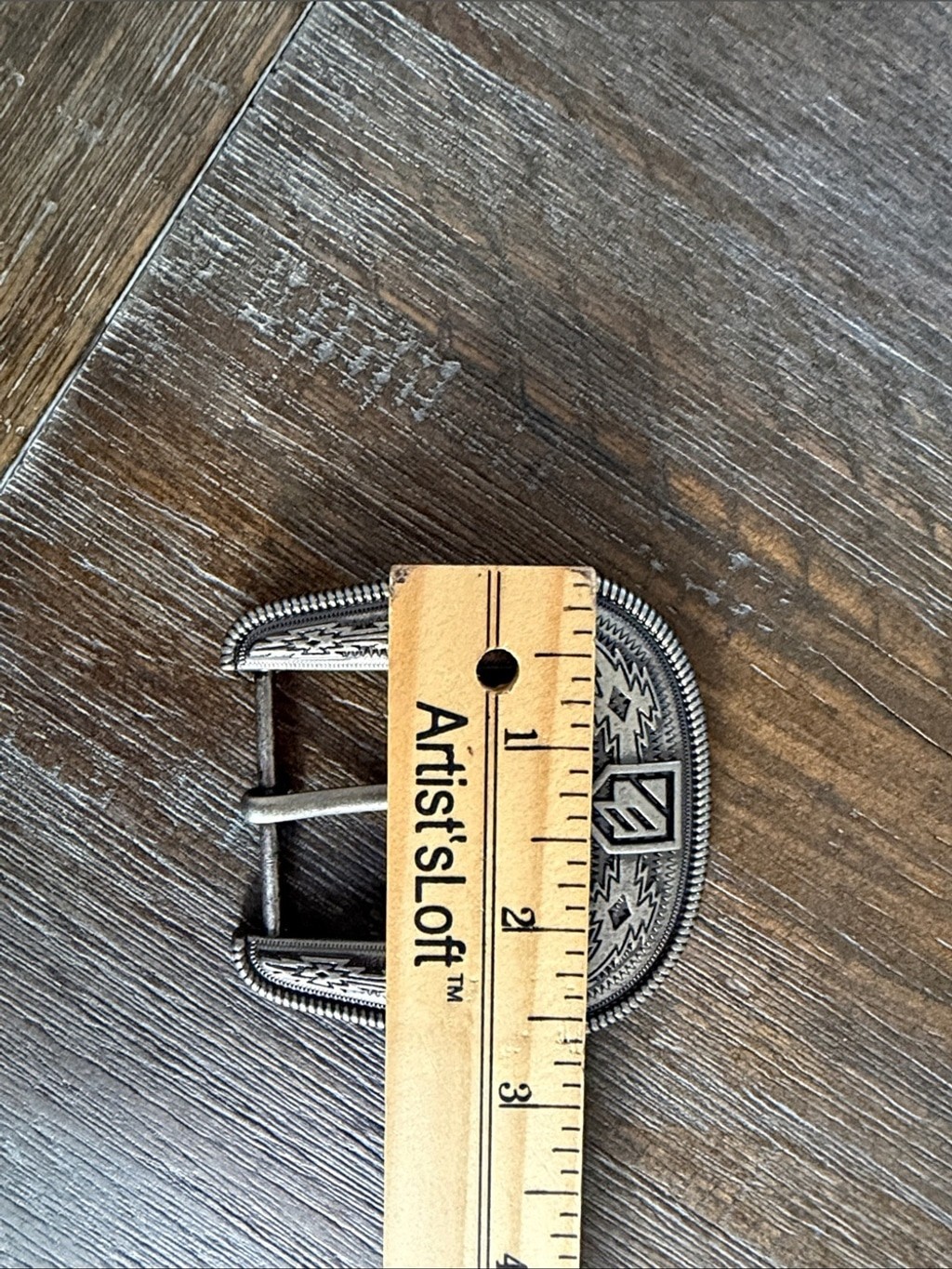 RANK 45 Silver Tone Western Engraved Belt Buckle fits 1 1/2&Prime; Belt EUC