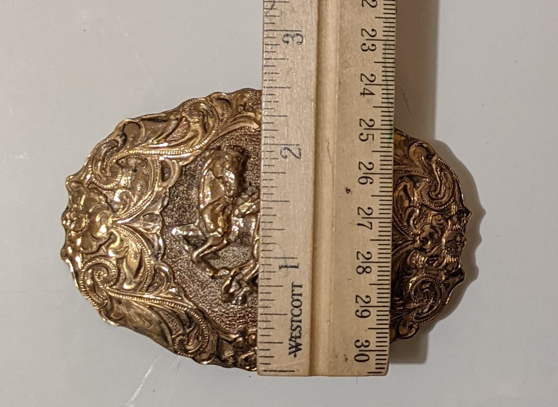 Vintage El Arturo Crumrine Silversmiths Western Horses Metal Belt BUCKLE