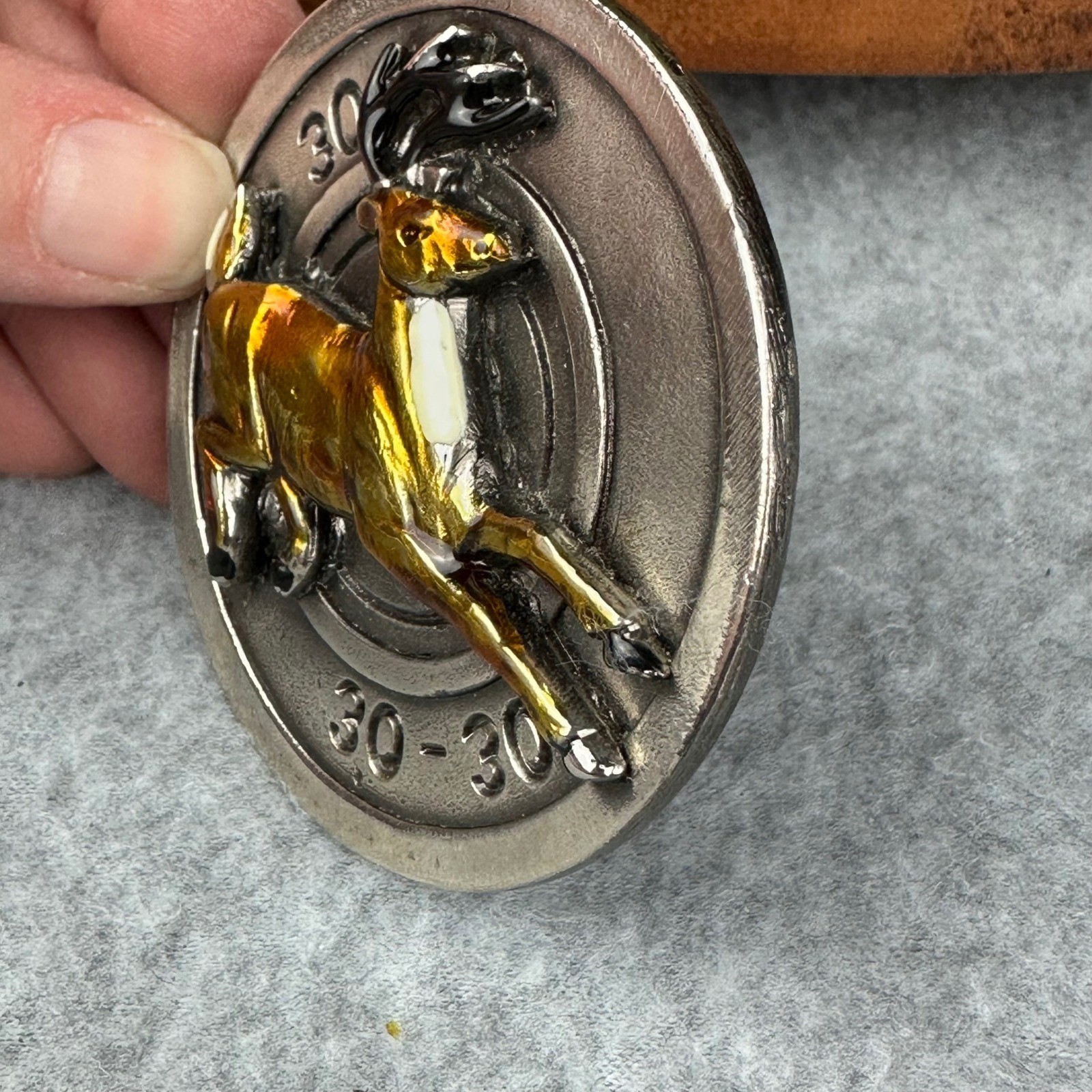 Vtg Great American Buckle Co 1980 Deer Buck 30-30 Chicago USA #478 Round