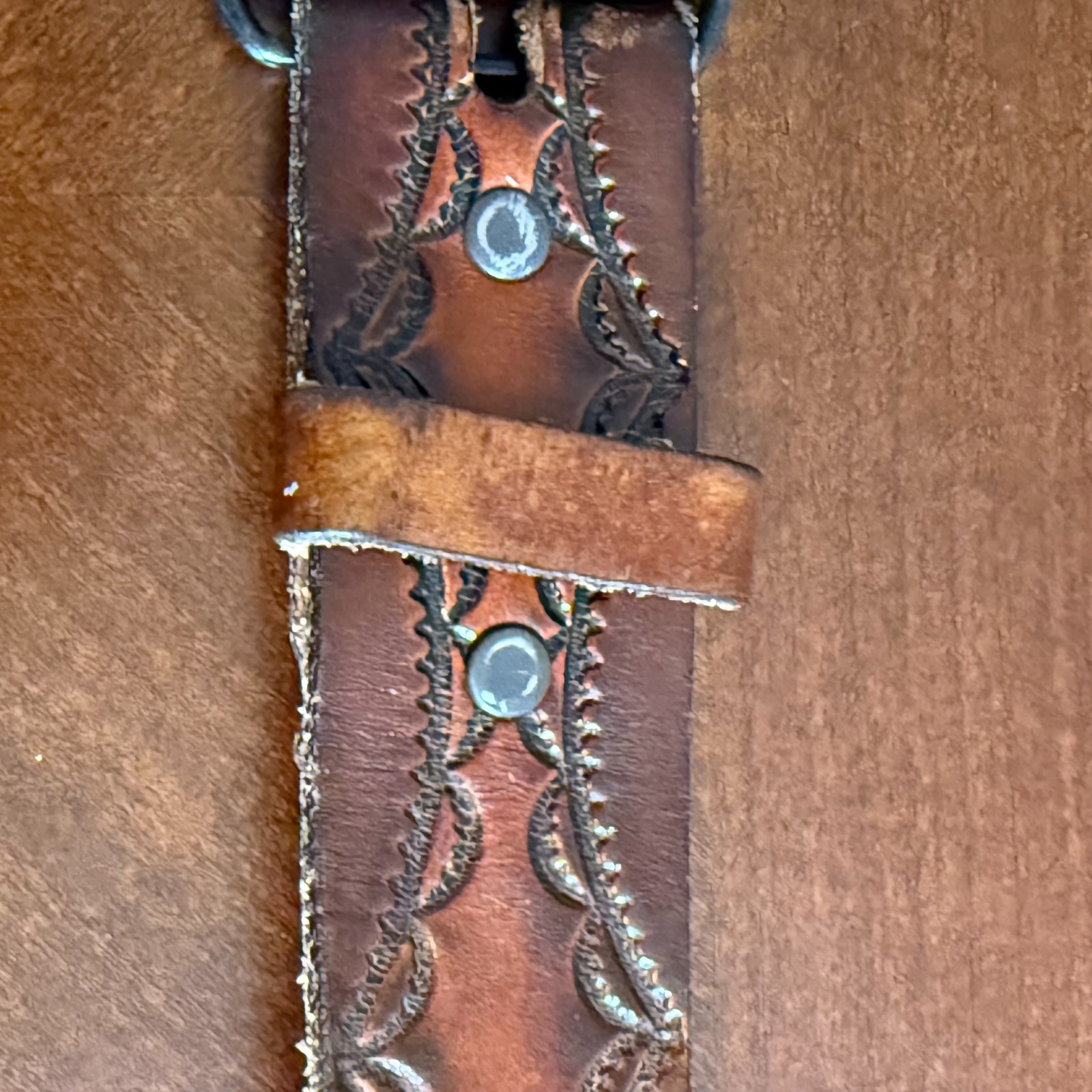 Vtg 1984 NAP Solid Brass Belt Buckle Bass Fish Woodgrain Western USA Leather