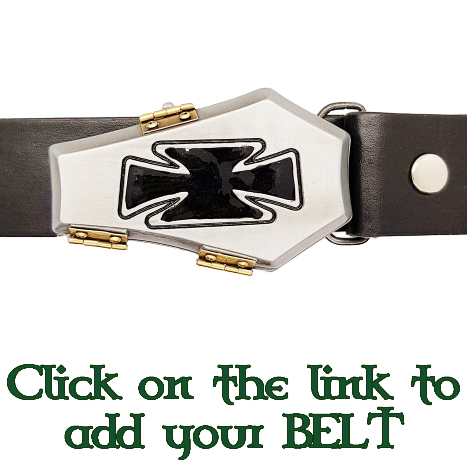 Coffin Belt Buckle Biker Iron Cross Stash Pot Treasure Goth Emo Halloween