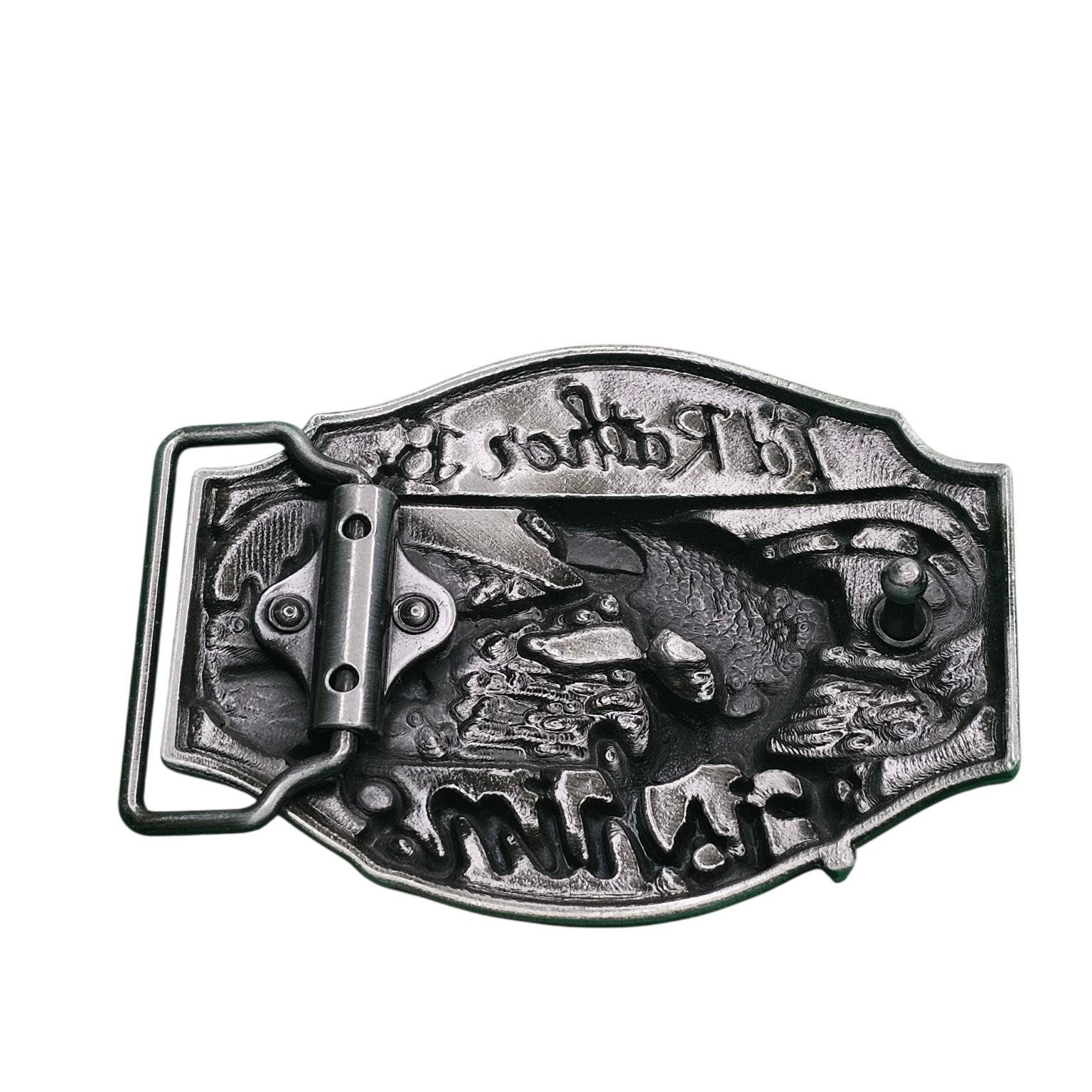 I&rsquo;d Rather Be Fishing Men&rsquo;s Belt Buckle Silver Tone