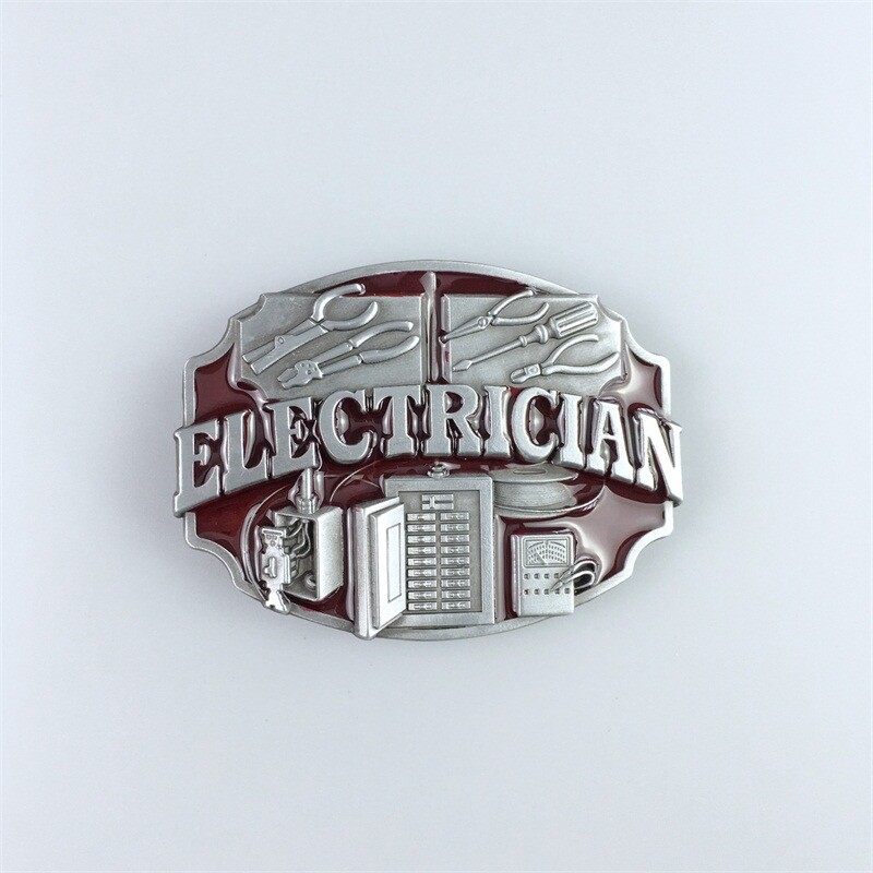 Antique Red Enamel Electrician Trades Tradesman Belt Buckle also Stock in US