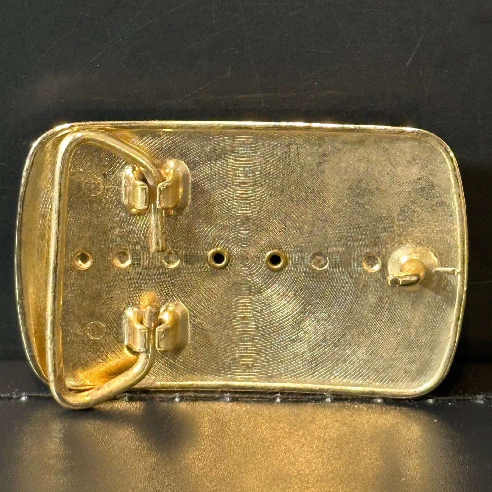 Vintage Western Belt Buckle Gold Silver Tone Black Onyx Cabochon Mixed Metal