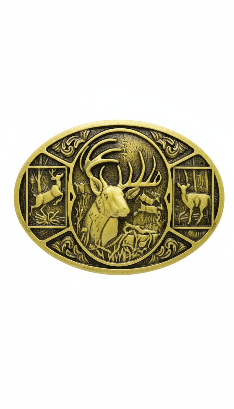 Men Gold Metal Belt Buckle Deer Nature Hunter Western Fashion Cowboys Jeans Pant