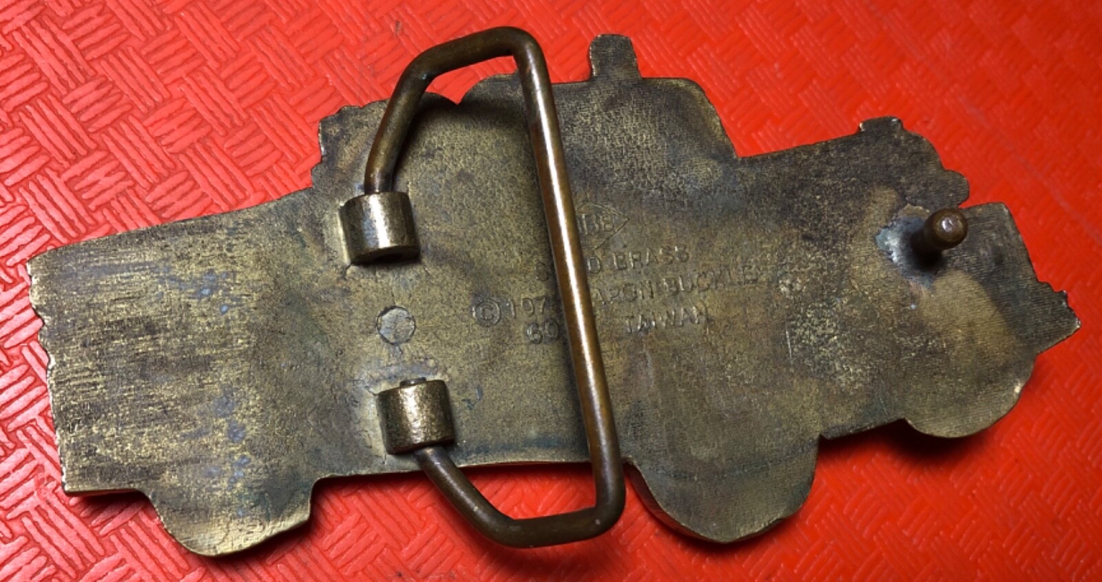 Cast Brass 1978 BARON BELT BUCKLE 6057 Antique FIRETRUCK PUMPER TRUCK ENGINE