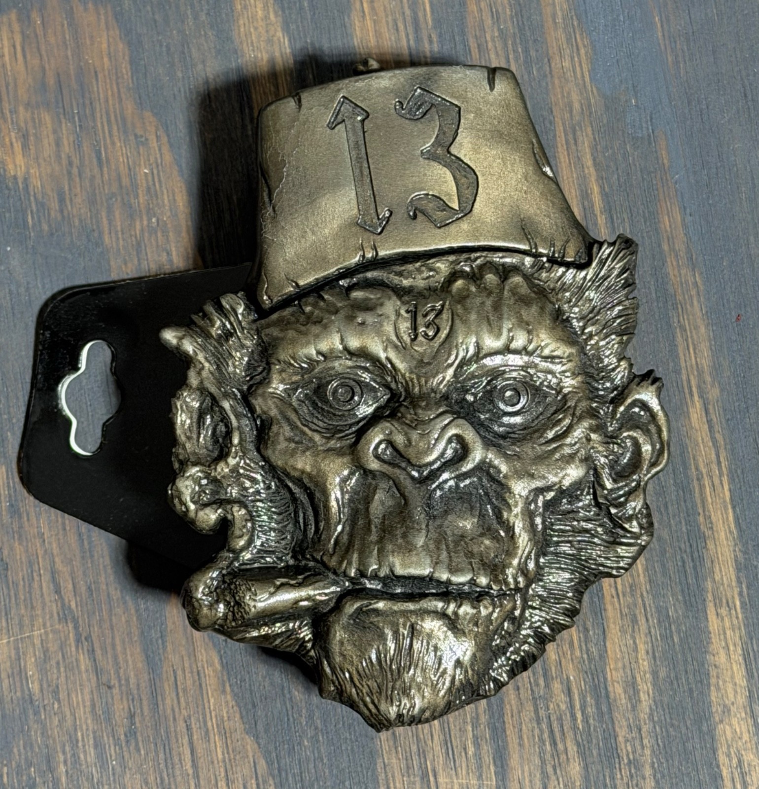 NOS Y2K Lucky 13 Apparel Metal Belt Buckle Smoking Chimp Zippo Lighter Tattoo