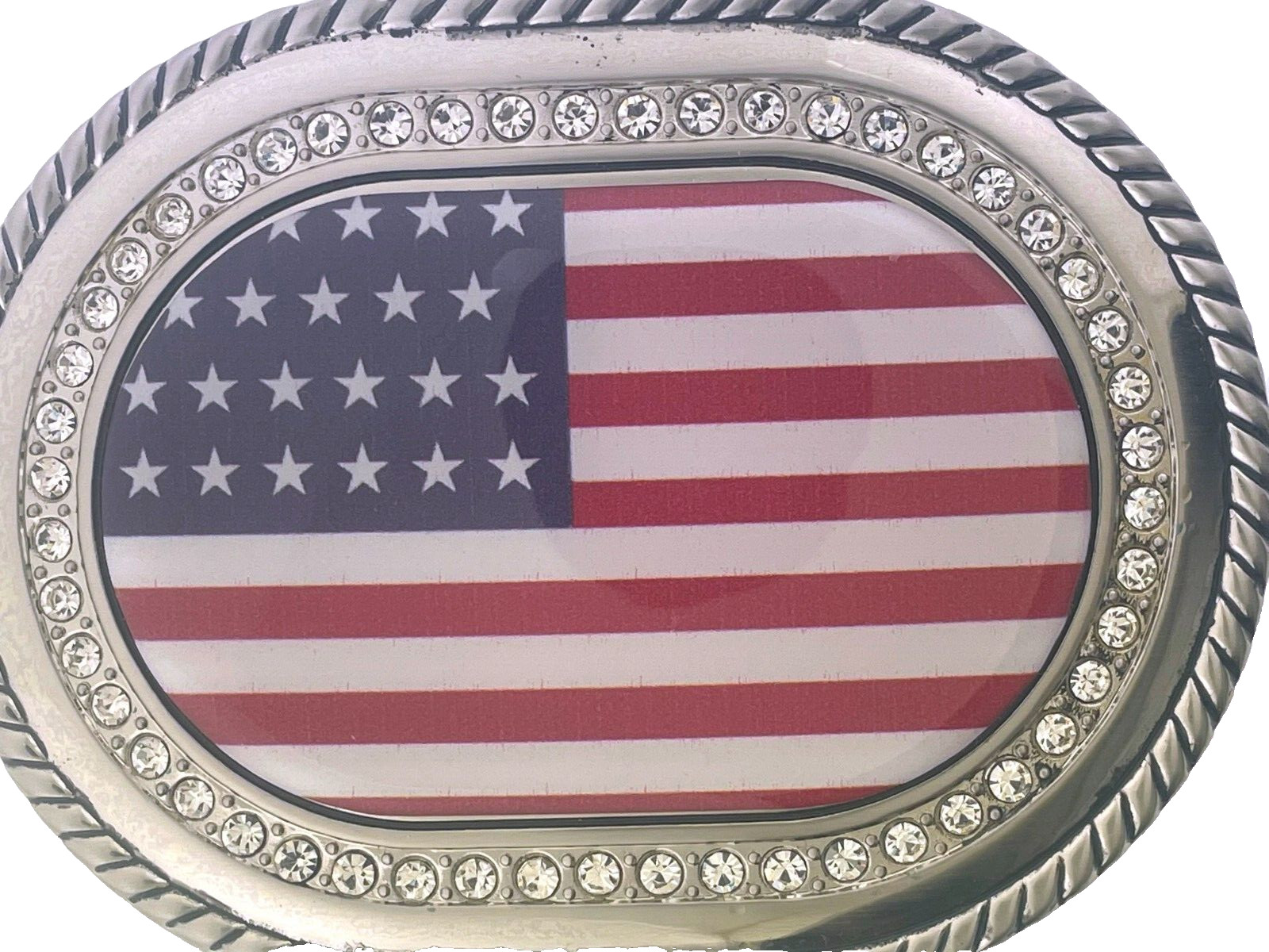 New Men Women US Flag United State America Country Belt Buckle Silver Metal ICED