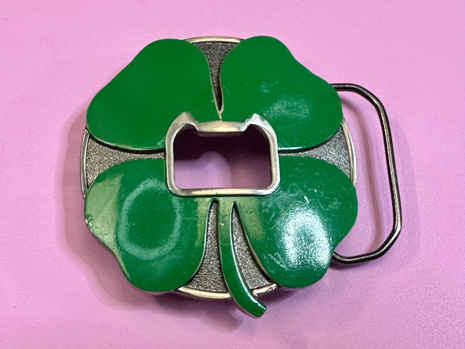 Lucky 4 Leaf Clover St. Patrick Day Novelty KALAN Belt Buckle with Bottle Opener