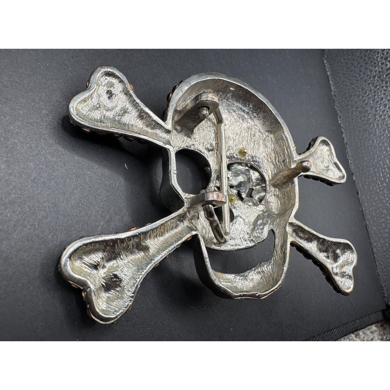 Pirate Skull Head Crossbones with Rhinestone Accent Gothic Punk Belt Buckle