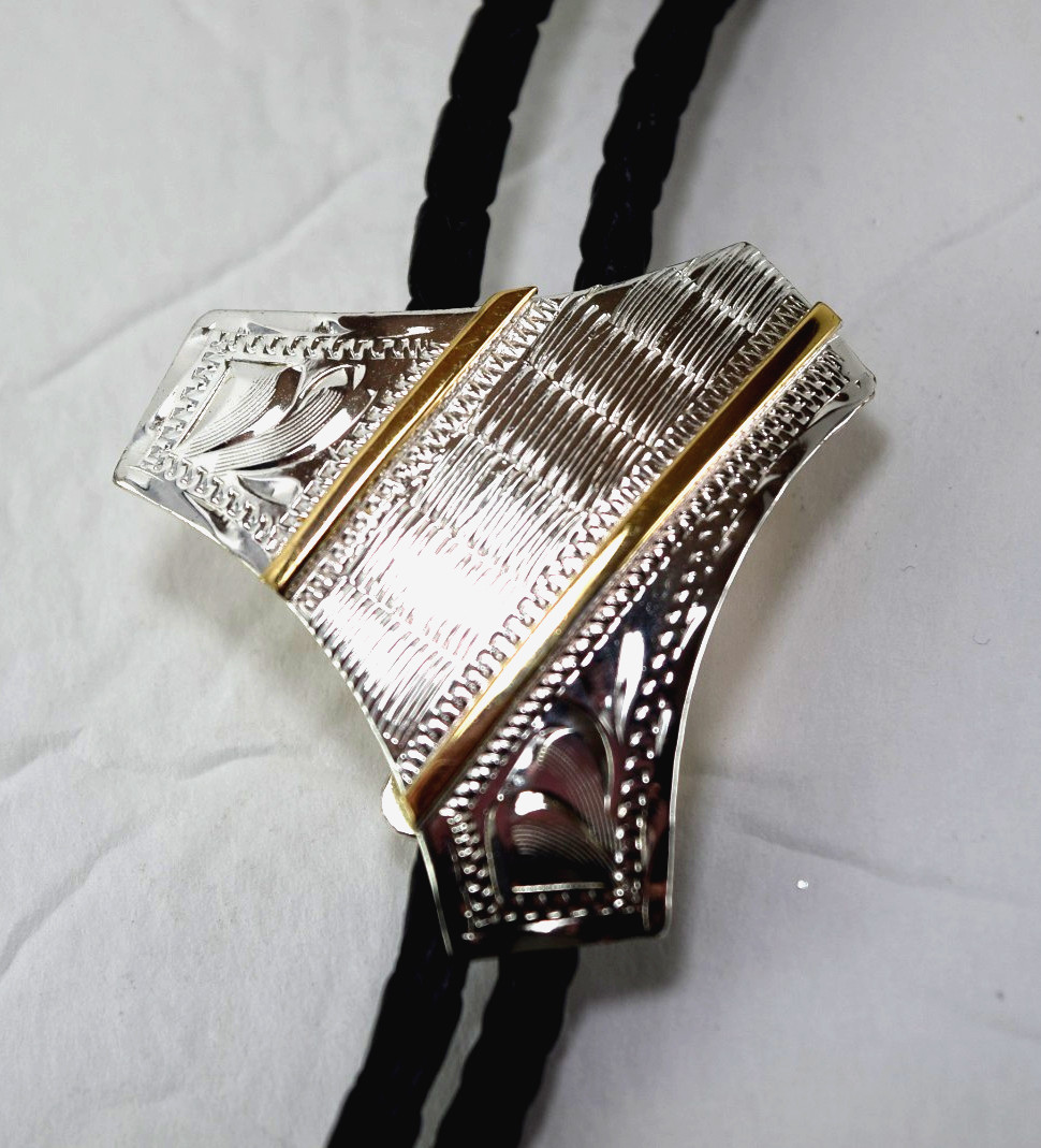 M&F Western Products Heritage Mexico Silver and Gold Tone Metal Bolo Tie