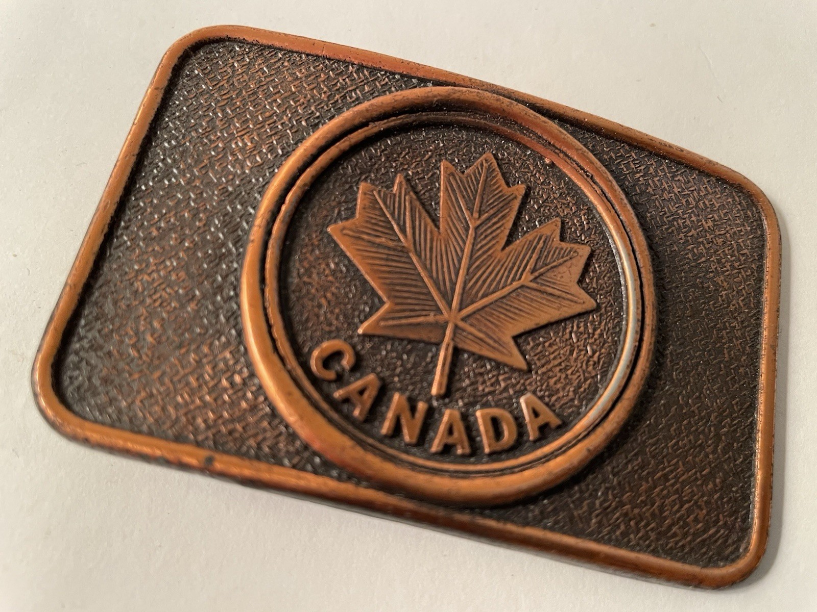 Vintage Canada Belt Buckle Maple Leaf Buckle Copper Metal Made By Century