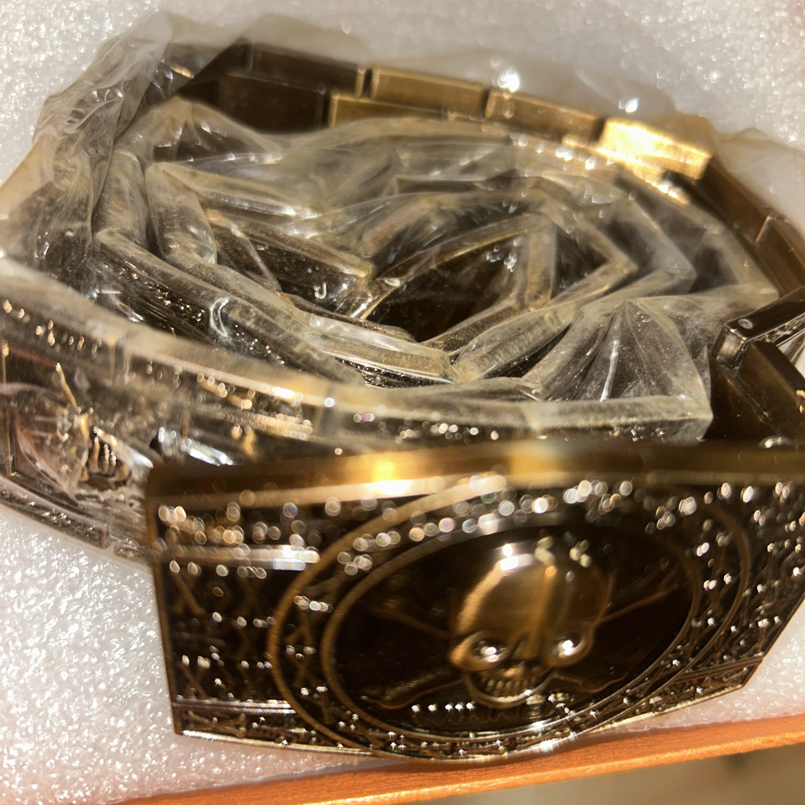 Men Stainless steel Belt metal waistband Golden Skull Skeleton Buckle Punk Rock