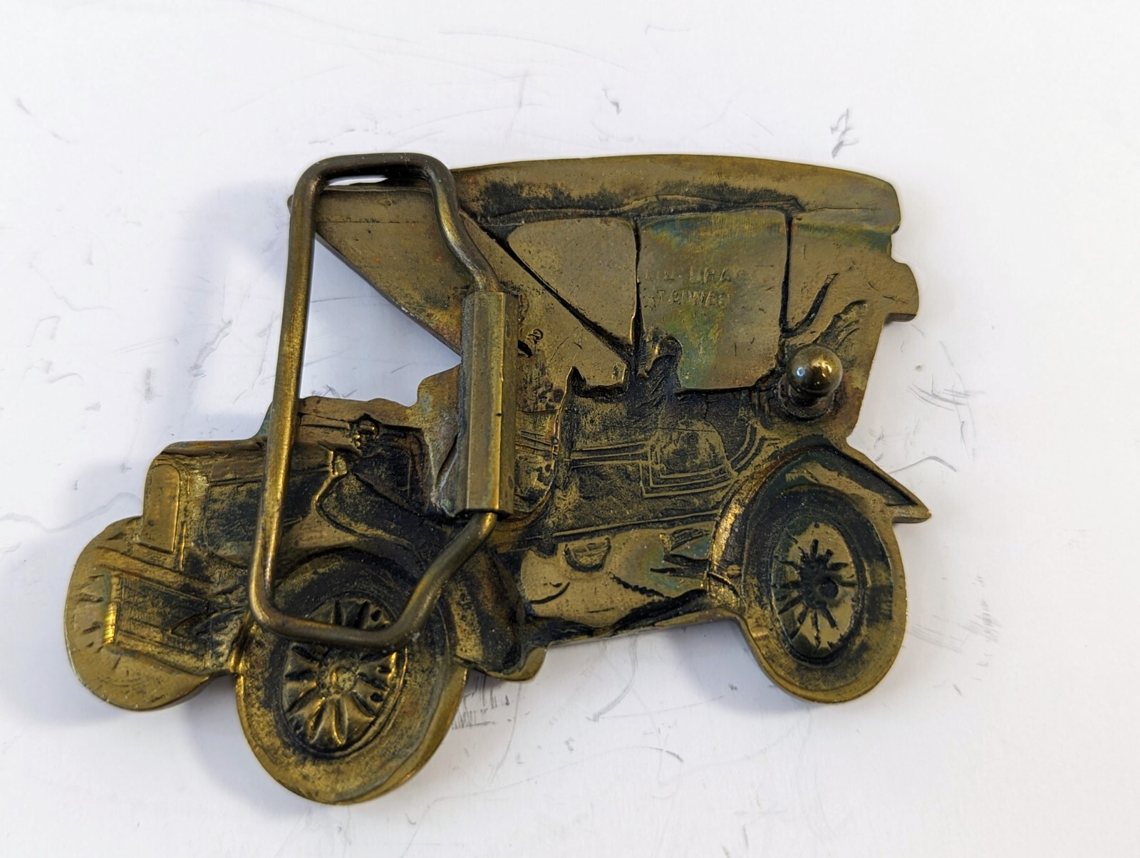 Vintage Automobile Antique Car Shaped Model A Solid Brass Belt Buckle