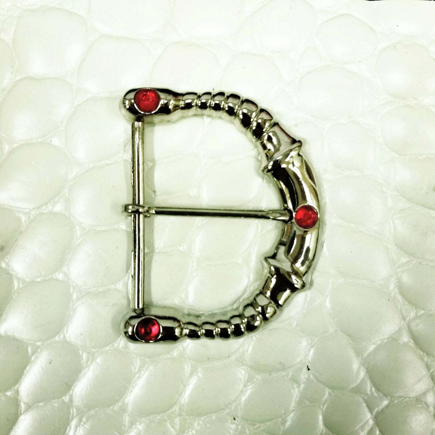 2&Prime; 50mm Exclusive Red Acrylic Jeweled Bright Finish Belt Buckle