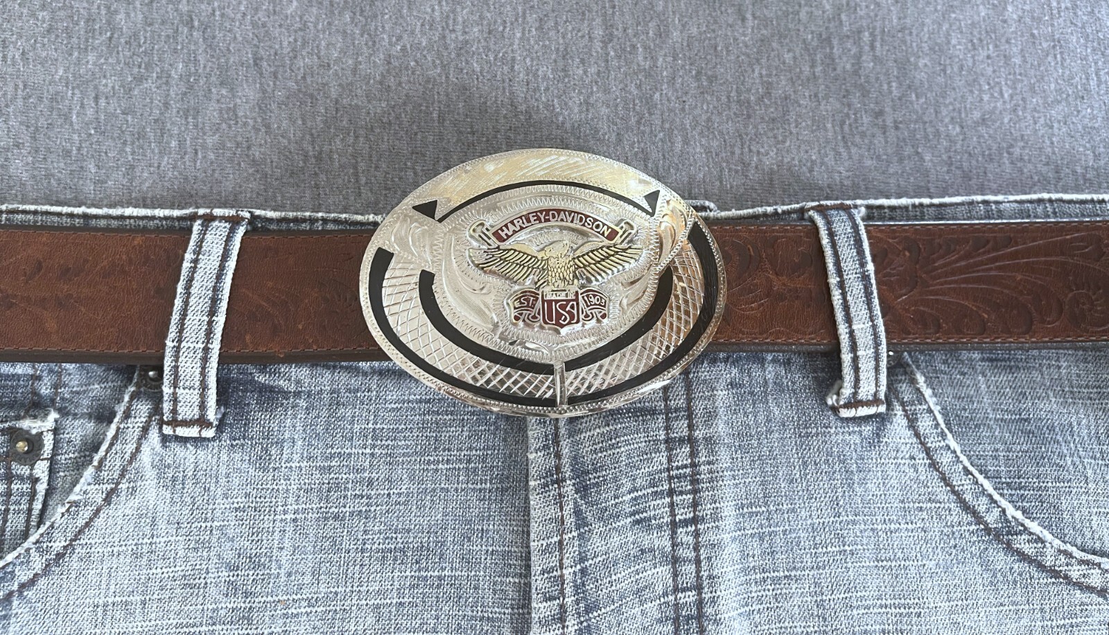 Vintage Harley Davidson Alpaca Mexico Belt Buckle