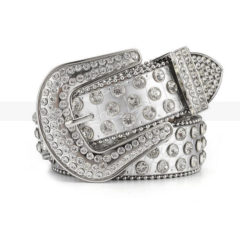 Men Western Rhinestone Studded Belt Punk Cowgirl Cowboy Crystal Belt for Women