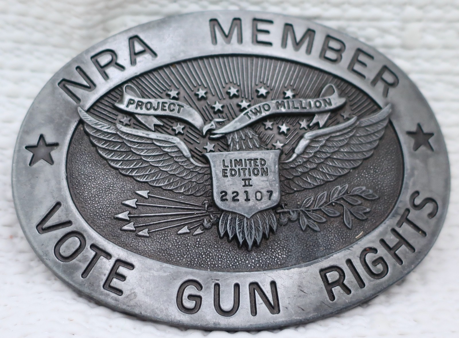 Vintage NRA Member Pewter Belt Buckle Project Two Million Limited Edition II