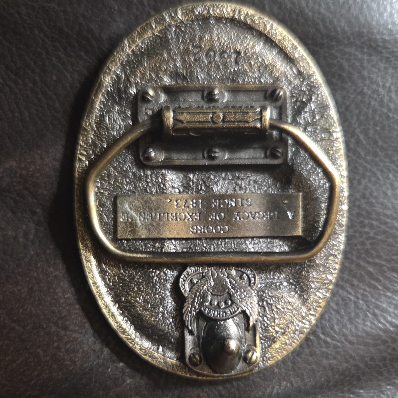 Coors Vintage Extra Gold Draft Oval Metal Logo Belt Buckle Fits 1.5in