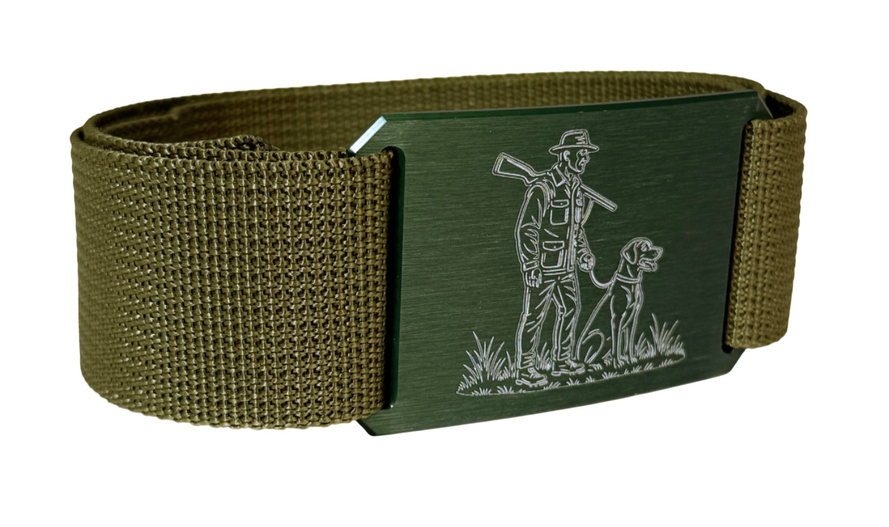 CRIOS Branding Belt Unisex Aluminium Buckle Hunter Dog Green Forester