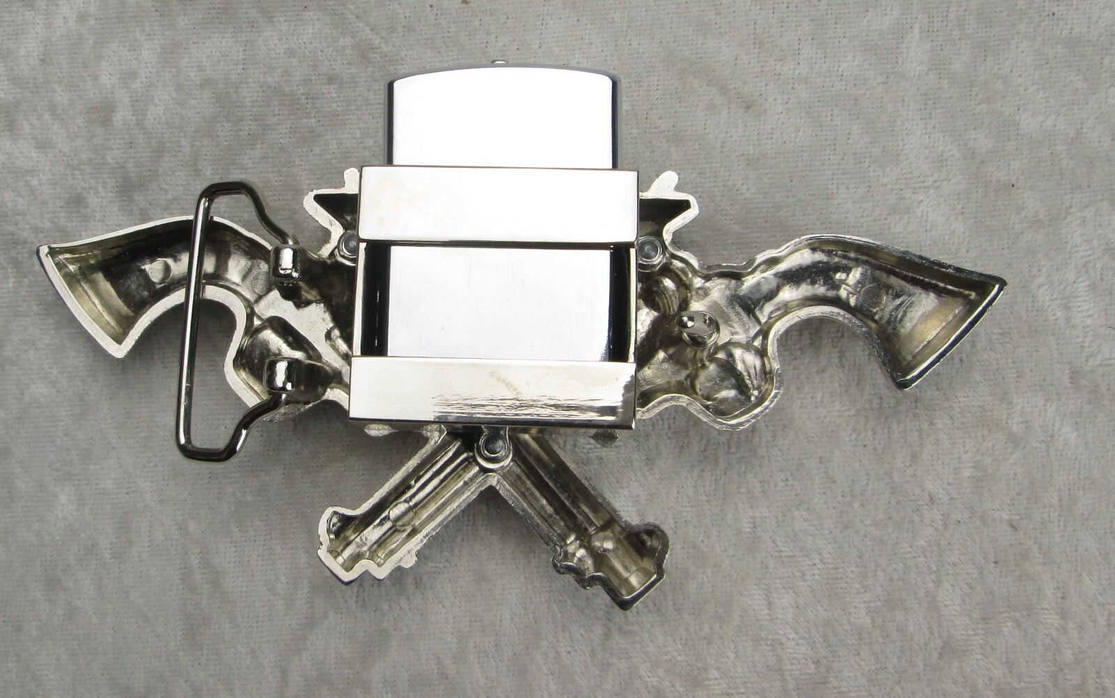 Rock Rebel 2 Revolvers 1 Star Belt Buckle Lighter Holder Pistols Buckle