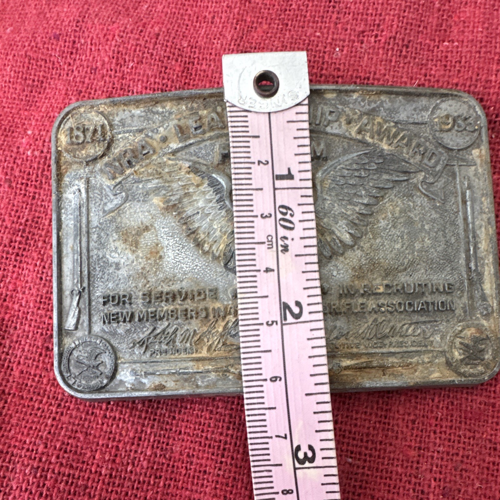 Vintage NRA Leadership Award Belt Buckle Freedom Recruiting Award #21312